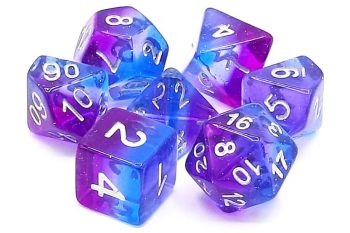 Old School 7 Piece Dice Set Gradient Southern Lights Pose 1